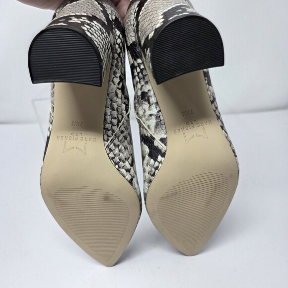 Marc Fisher Boots Women's 7.5 Snake Print Ankle Pointed Toe Block Heel Unno Moto - Picture 7 of 8